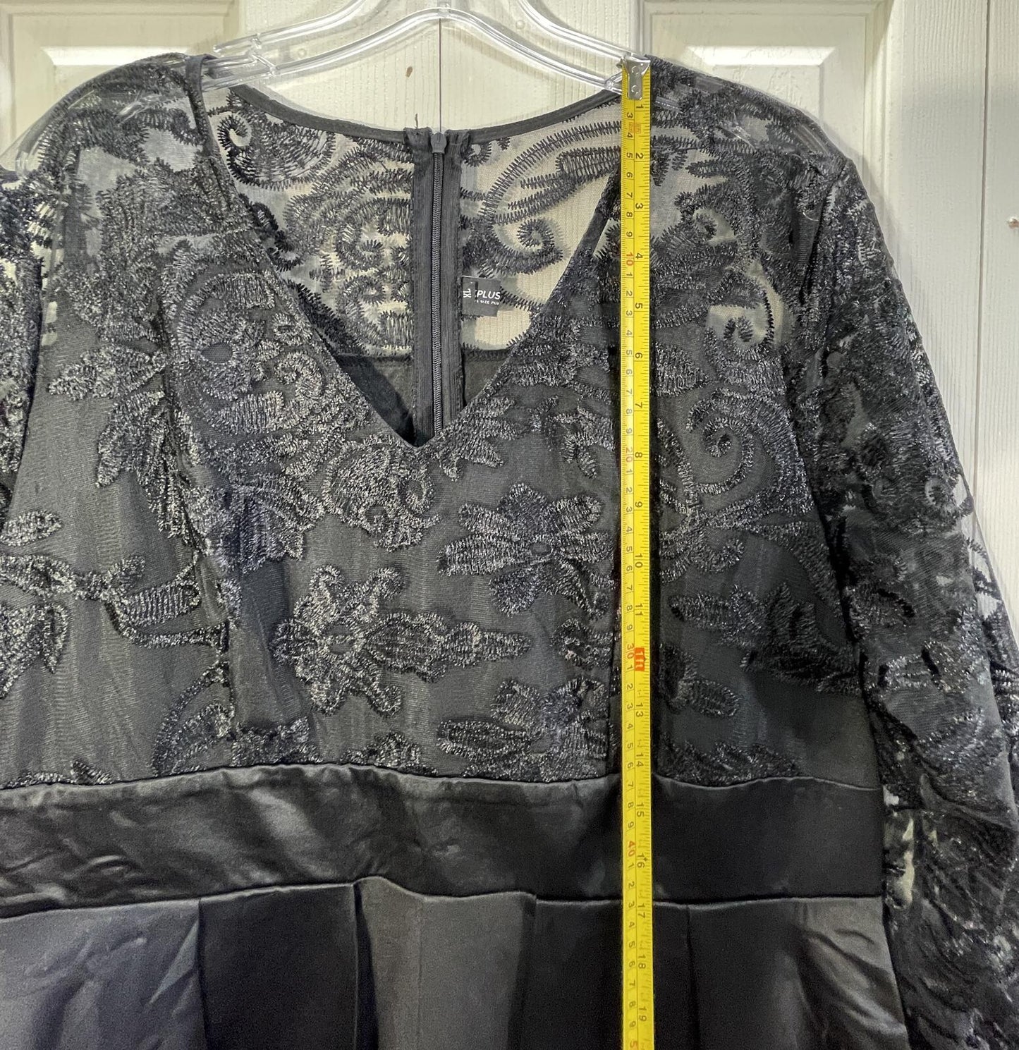 Black Lace Top and Satin Overlay Formal Jumpsuit Ladies XL