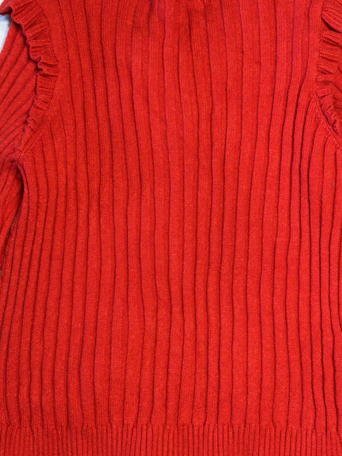 Crown & Ivy Kids Red Cable Knit Cardigan Sweater with Ruffle Detail, Size Large