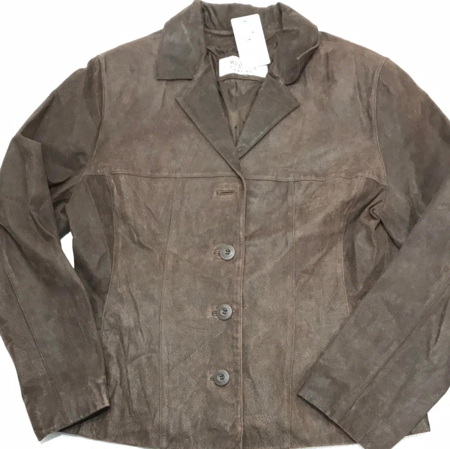 Wilsons Leather Suede Brown Button Down Coat Jacket Ladies M