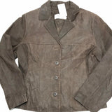 Wilsons Leather Suede Brown Button Down Coat Jacket Ladies M