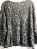 Chicos 3 Shirt Long Sleeve Black Mesh with Gold Embroidered Design Women's XL