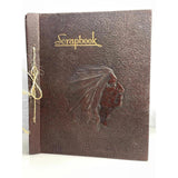 VINTAGE Scrapbook 1950's Hard Leather Bound Textured Indian Chief Head  12x14