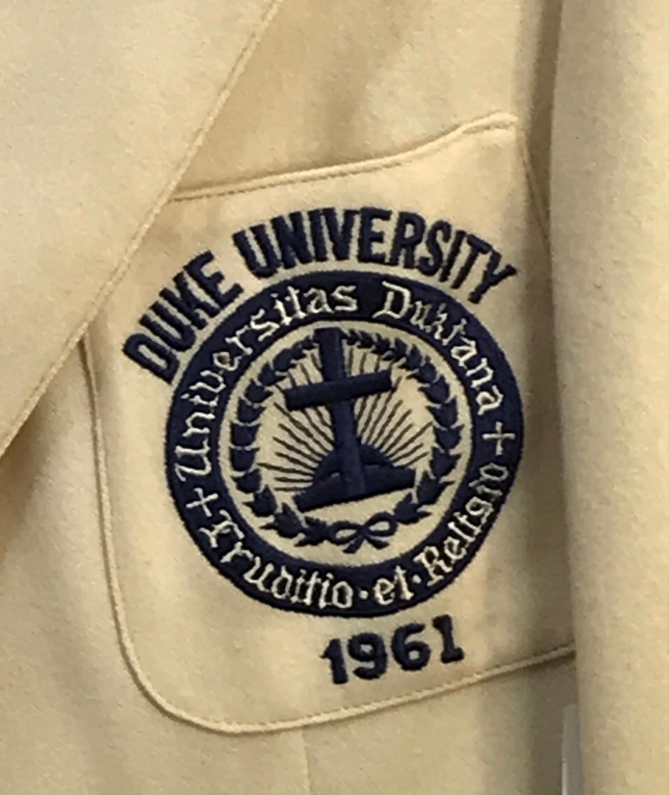 Vintage Duke University Cream Wool Blazer Jacket 1961 Moth Holes Adult SMALL