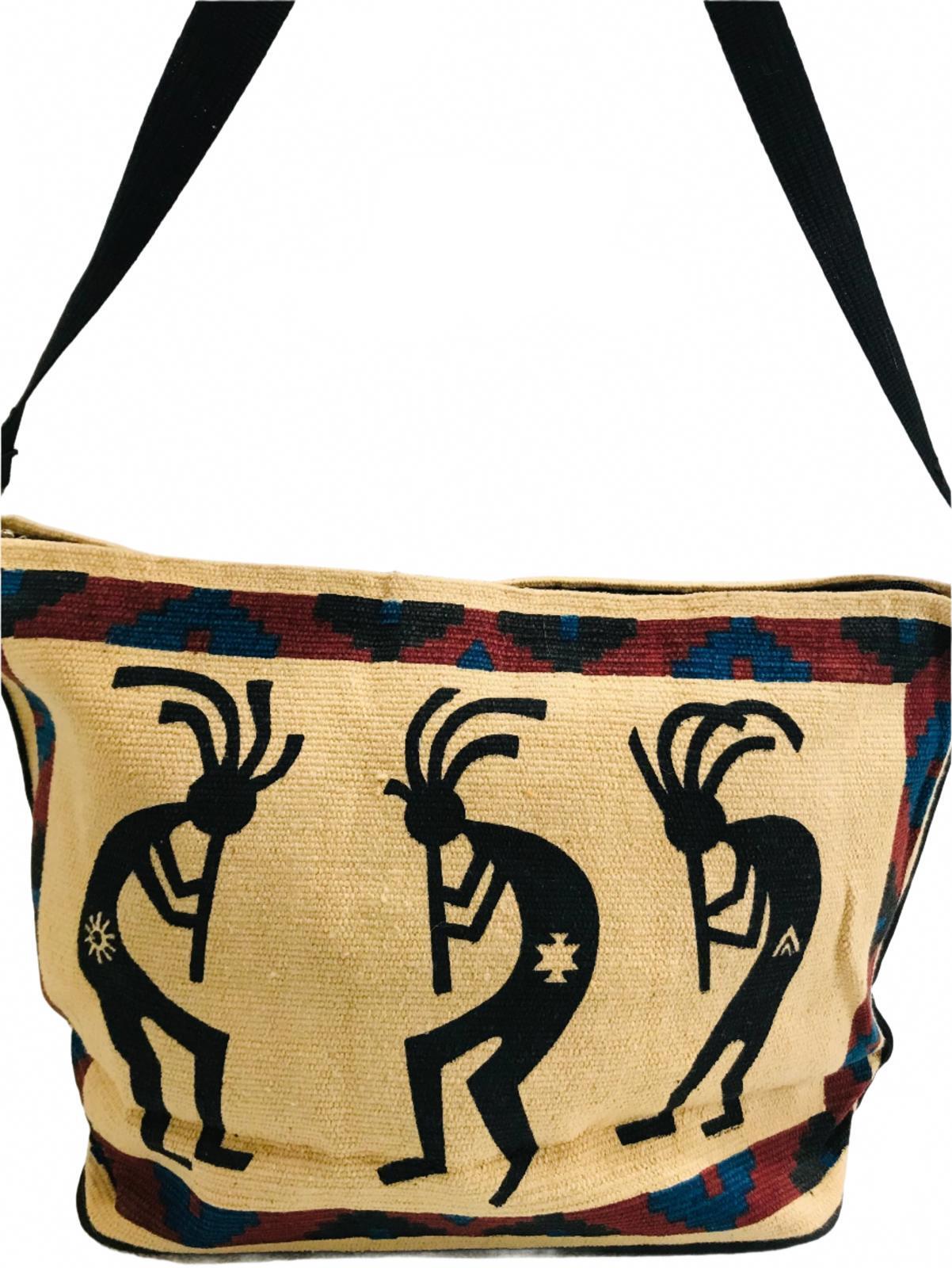 Vintage Style Woven Shoulder Bag with Tribal Kokopelli Design