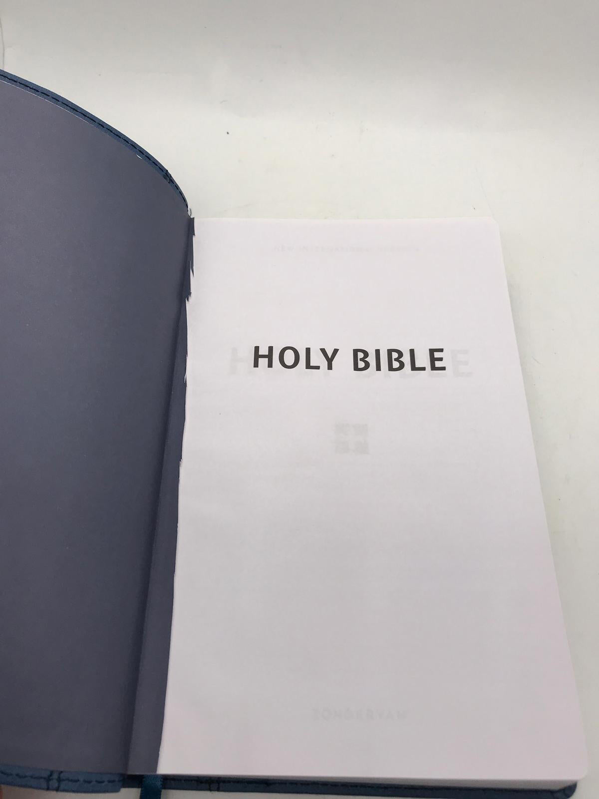 Holy Bible with Blue Faux Leathersoft Cover 2011 NIV MISSING Dedication Page