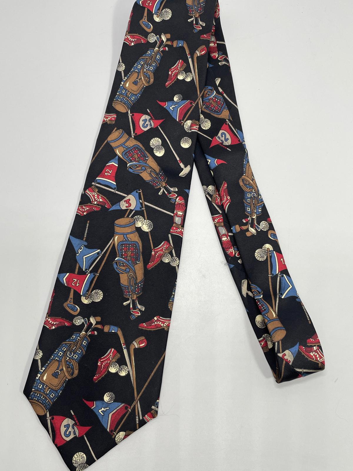 Vintage Mens Neck Tie Jack Nicklaus Black Golf Theme