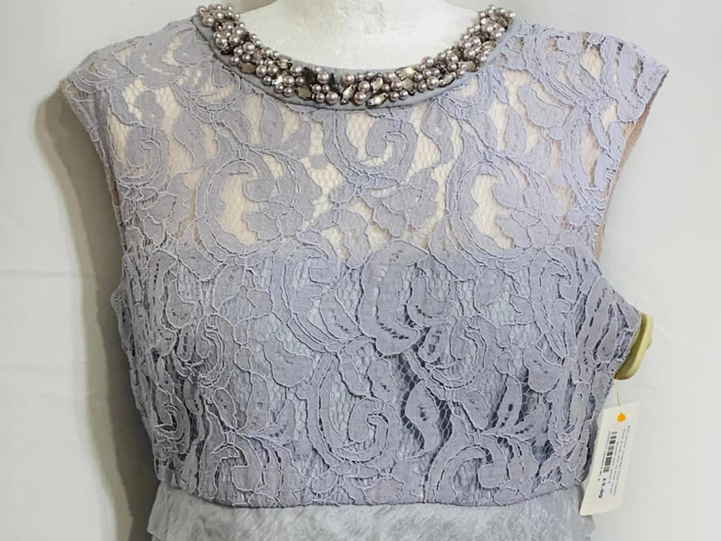 EUC London Times Ball Dress Metallic Silver & Gray Slim Fit Knee Length Ladies 8