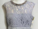 EUC London Times Ball Dress Metallic Silver & Gray Slim Fit Knee Length Ladies 8