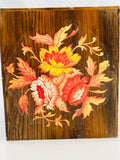 Vintage 6" Wooden Tissue Box Square with Floral Accent