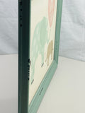 Wall Art Hobby Teal Lobby Wooden Frame with Painted Elephants Mama/Baby 16" x 13"
