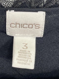Chicos 3 Shirt Long Sleeve Black Mesh with Gold Embroidered Design Women's XL