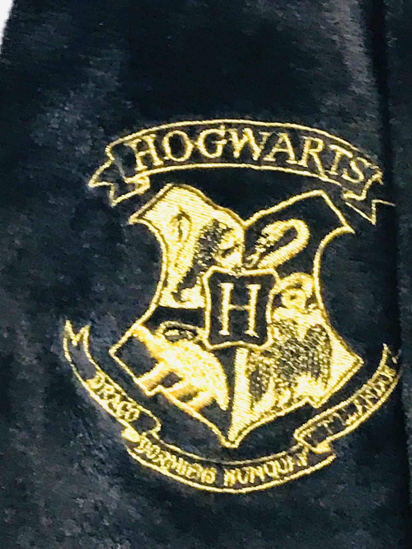 Harry Potter Hogwarts COSTUME Cozy Fuzzy Hooded One Piece Sleeper Pajamas or Costume! Adult XL FRESHLY LAUNDERED TOO!