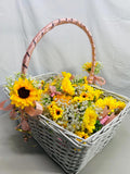 Wedding Boutonnieres Artificial Sunflower with Pink Satin Ribbon Set of 113 Lot