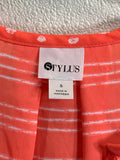 Stylus Sheer Coral / White Sleeveless Shirt Ladies S