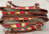 Merona Purse Multi Color Pink Gold Tan Shoulder Straps 3 Large Pockets