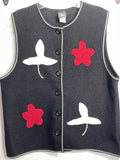 VINTAGE Ali Miles Petites Felted Vest Black PL Women's Petite Large