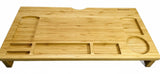 SONGMICS Bamboo Monitor Stand with Phone and Drink Compartments