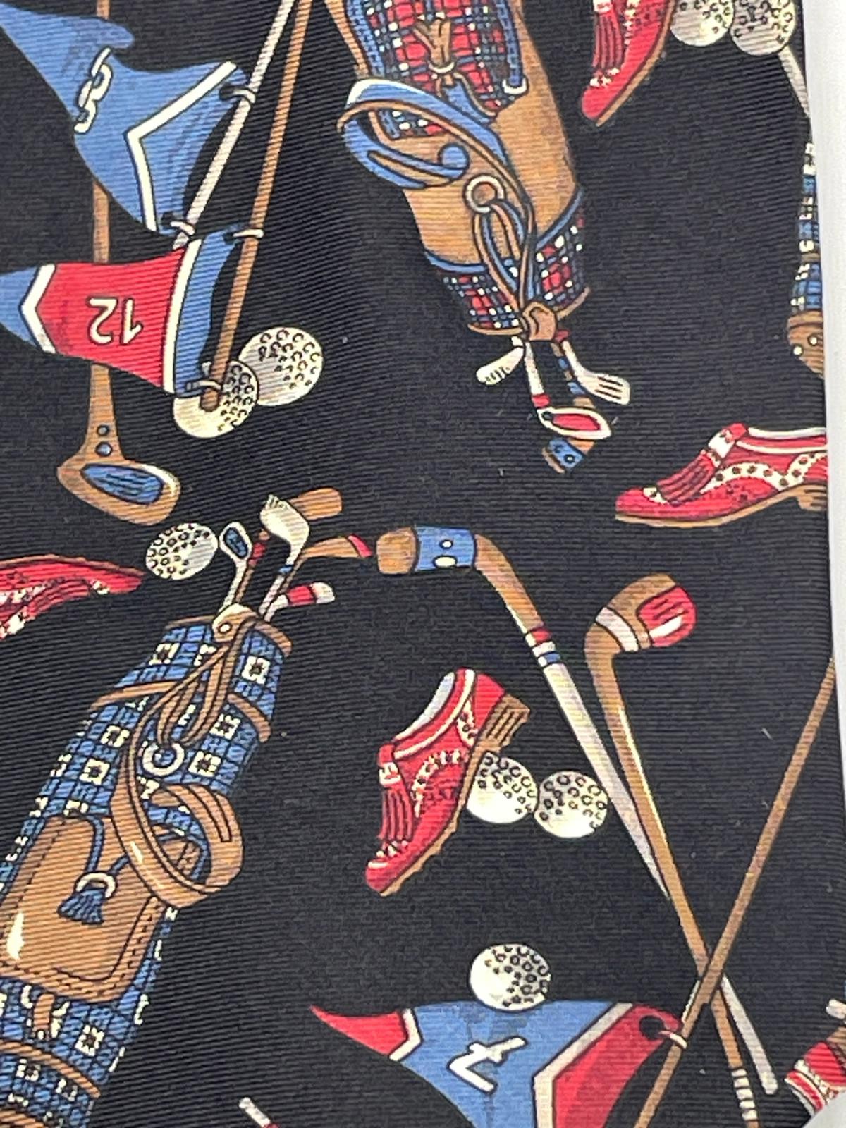 Vintage Mens Neck Tie Jack Nicklaus Black Golf Theme