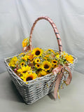 Wedding Boutonnieres Artificial Sunflower with Pink Satin Ribbon Set of 113 Lot