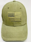 Olive Green Tactical Baseball Cap with Embroidered American Flag