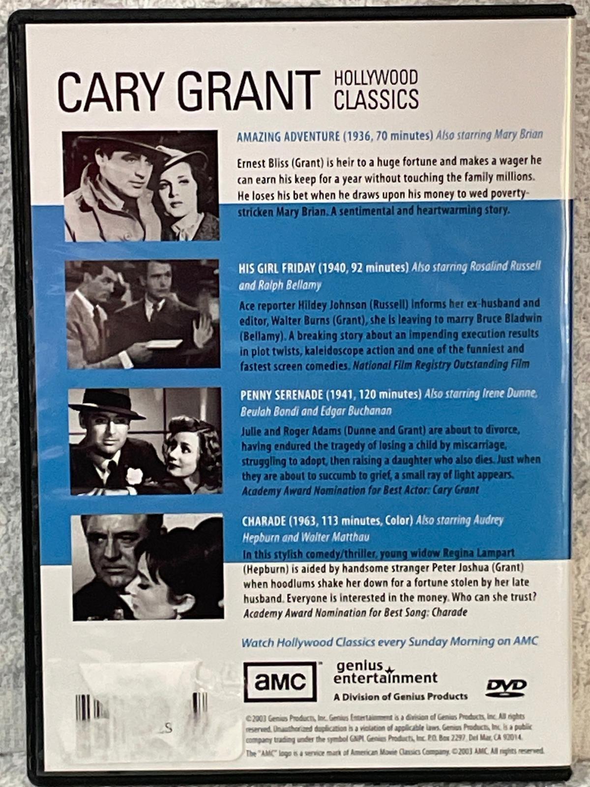 Hollywood Classics Cary Grant 4 Movies 2 DVDs Amc Movies