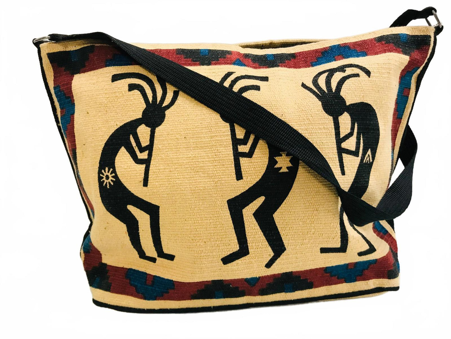 Vintage Style Woven Shoulder Bag with Tribal Kokopelli Design