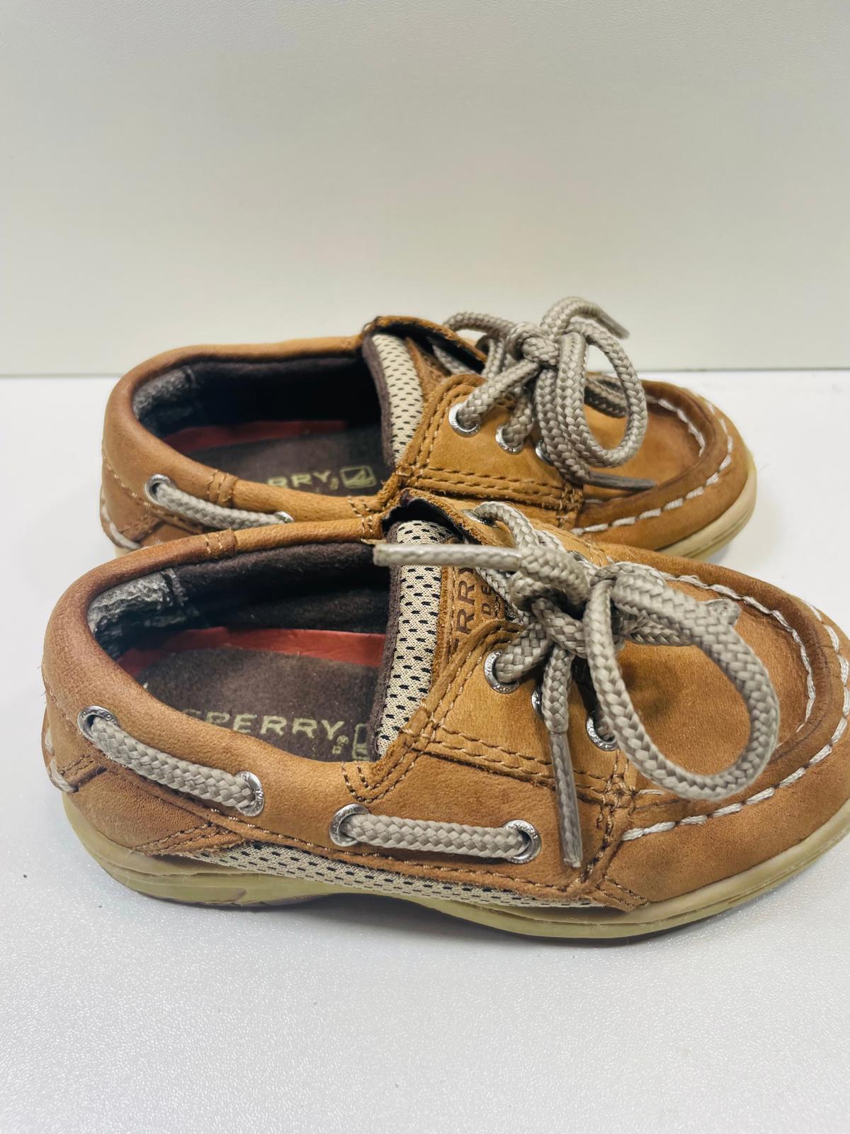 Sperry SHOW WEAR Brown Leather Loafer Shoes Boys Toddler 6M