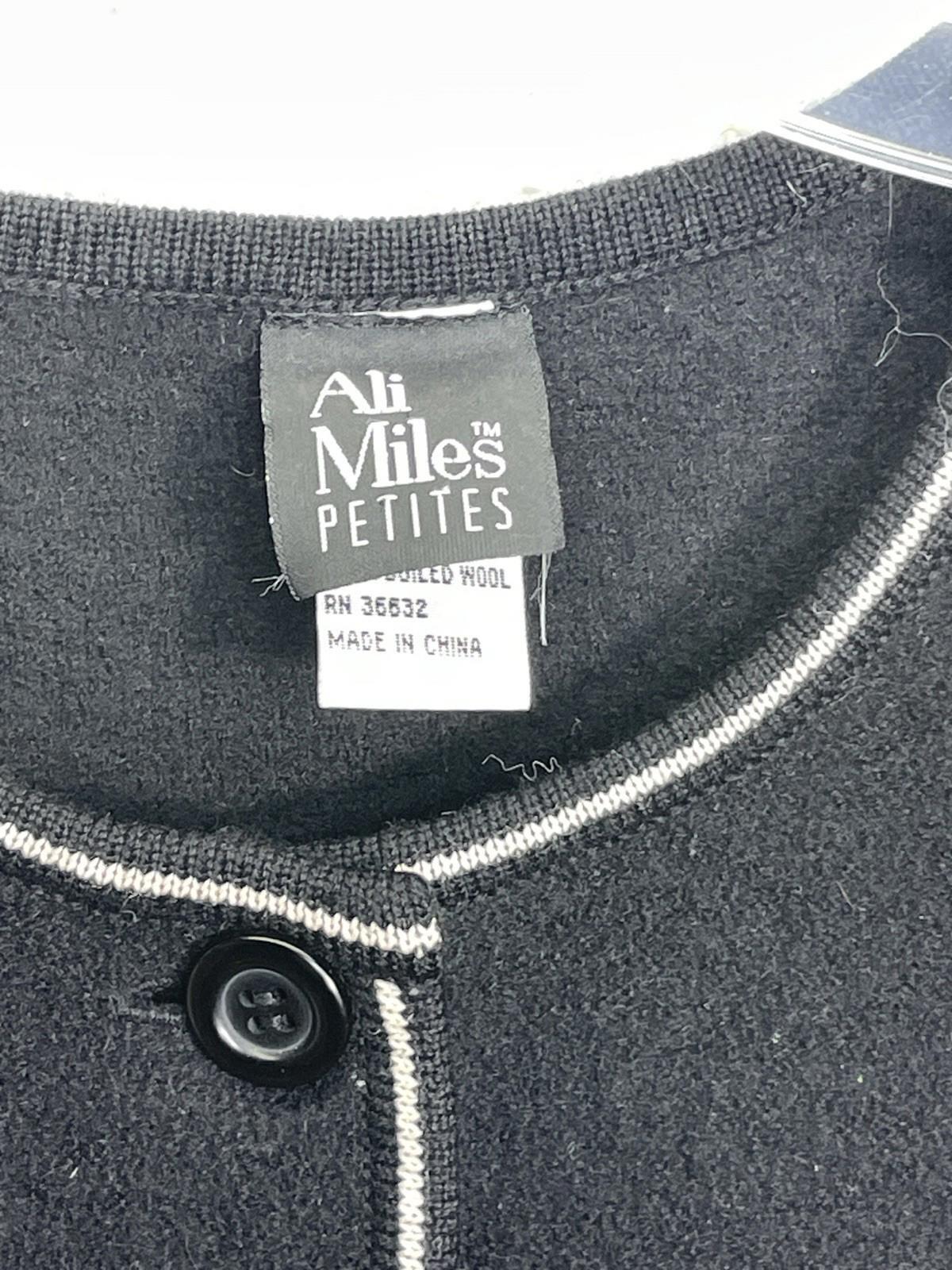 VINTAGE Ali Miles Petites Felted Vest Black PL Women's Petite Large