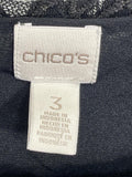 Chicos 3 Shirt Long Sleeve Black Mesh with Gold Embroidered Design Women's XL
