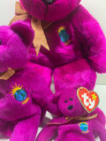 1999 TY Beanie Babies Millennium Bear Lot of 3 Magenta Plush Collectibles