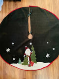 Christmas Tree Skirt with Santa and Snowflake Design