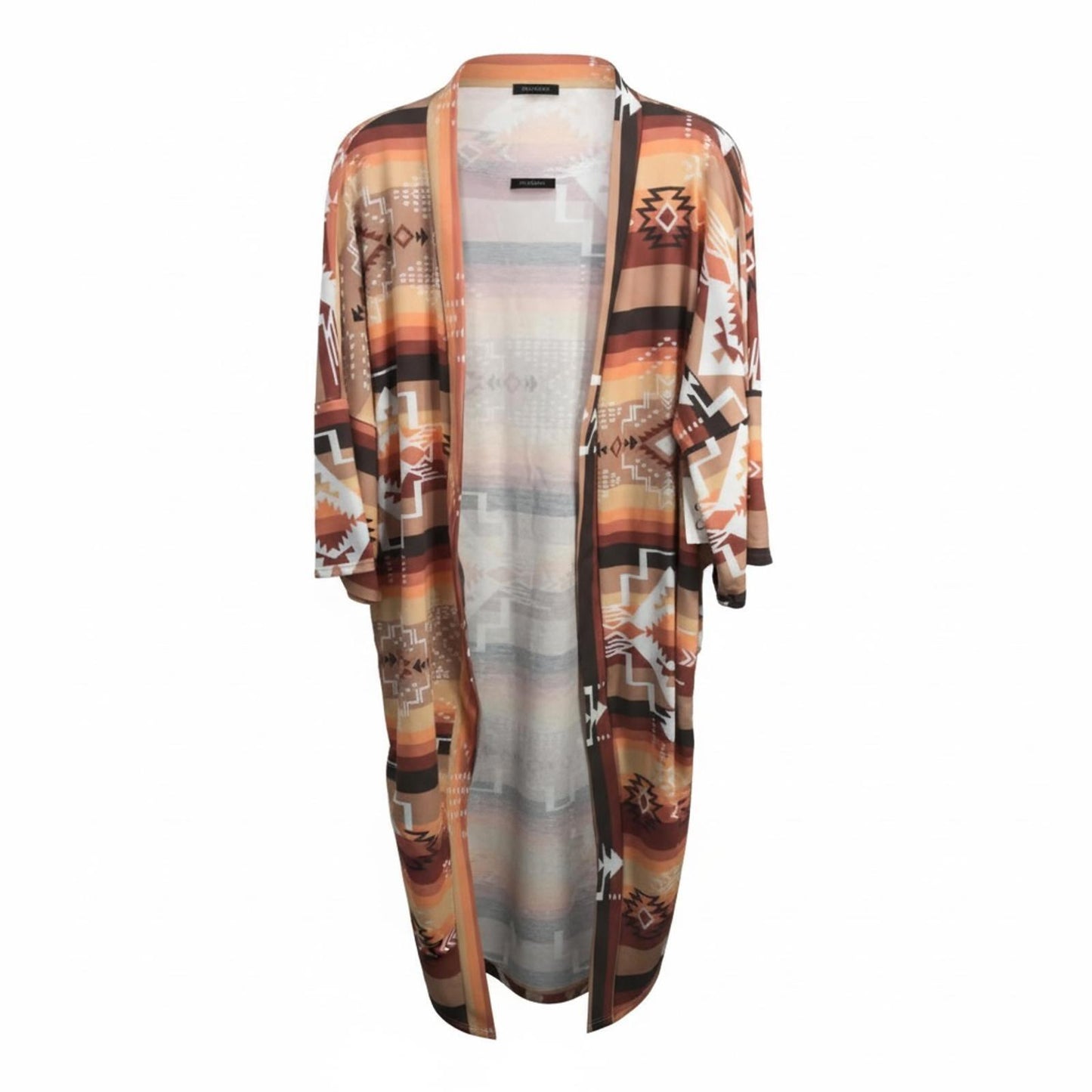 Bohemian Patterned Long Open Front Kimono Cardigan Southwest design Ladies S