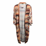 Bohemian Patterned Long Open Front Kimono Cardigan Southwest design Ladies S
