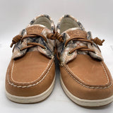 EUC Sperry Boat Top Sider Shoe Leather with Fleece Plaid Accents Ladies 8