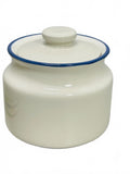 Pfaltzgraff VINTAGE 2 PC Cream/Sugar Bowls Ceramic Beige with Blue Stripes 3" x 4"