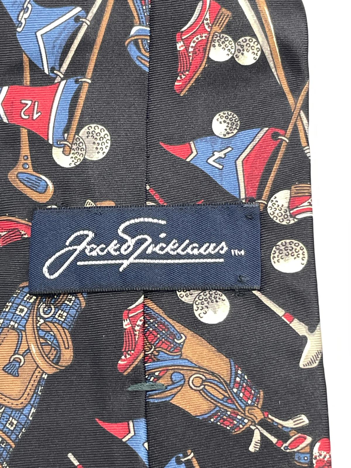 Vintage Mens Neck Tie Jack Nicklaus Black Golf Theme