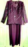 R&M Richards Elegant Purple Plum Evening Dress with Sheer Jacket Ladies 14P