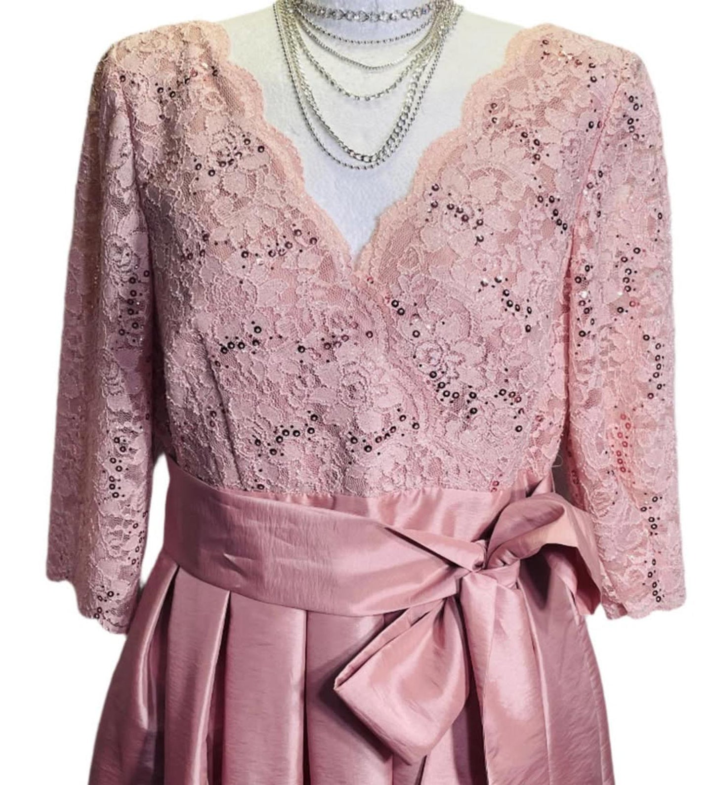 EUC Jessica Howard Dress Formal MOB Prom Rose Gold/Blush Pink Ladies 12