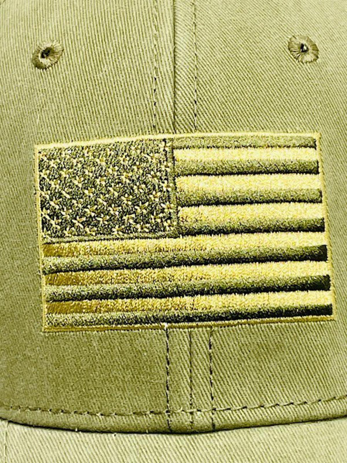Olive Green Tactical Baseball Cap with Embroidered American Flag