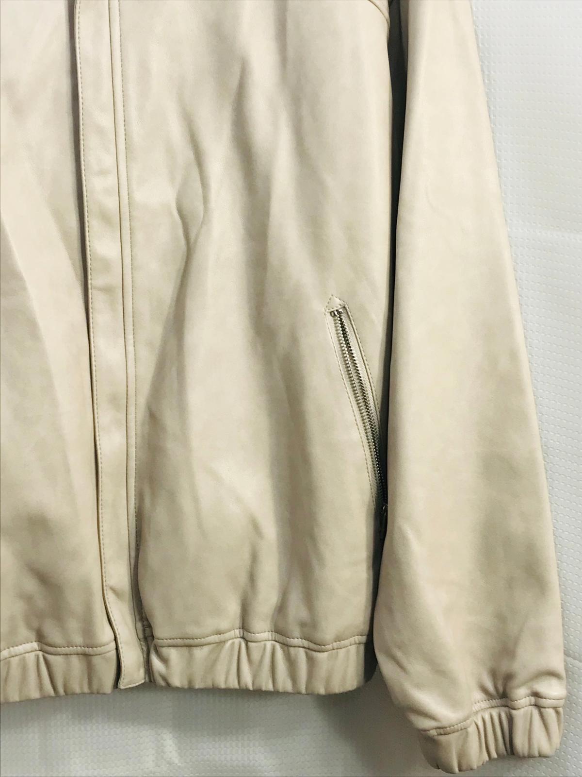 Bagatelle Beige Bomber Jacket with Ribbed Cuffs and Hem Vegan Leather Ladies L