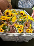 Wedding Boutonnieres Artificial Sunflower with Pink Satin Ribbon Set of 113 Lot