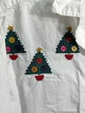 VINTAGE Maggie & Max Christmas Shirt White Button Down Women's Small