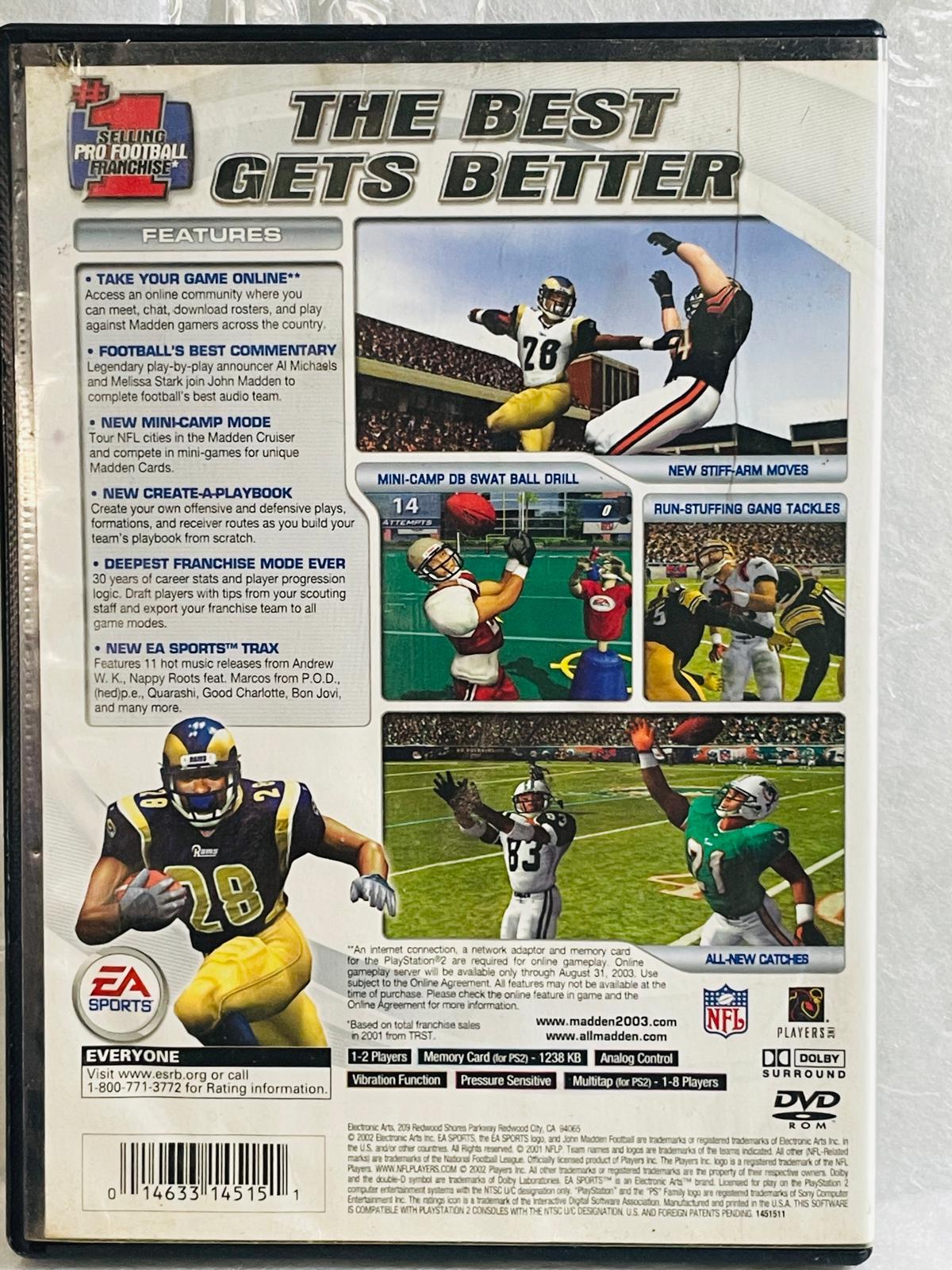 PlayStationPS2 Game Madden 2003 + 2002 Bonus Disc see detail