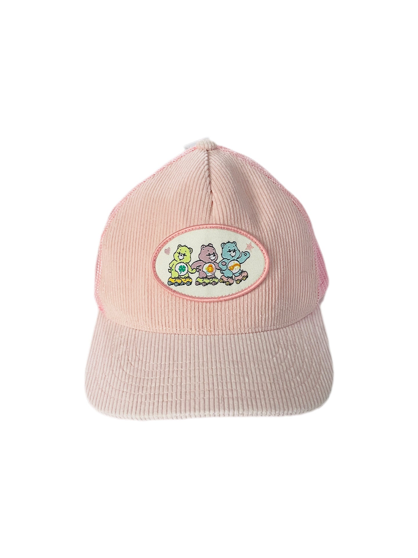 American Eagle Carebears Trucker Hat Ball Cap Pink Corduroy Snap Back One Size Lt Wear