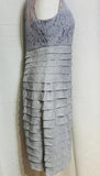 EUC London Times Ball Dress Metallic Silver & Gray Slim Fit Knee Length Ladies 8