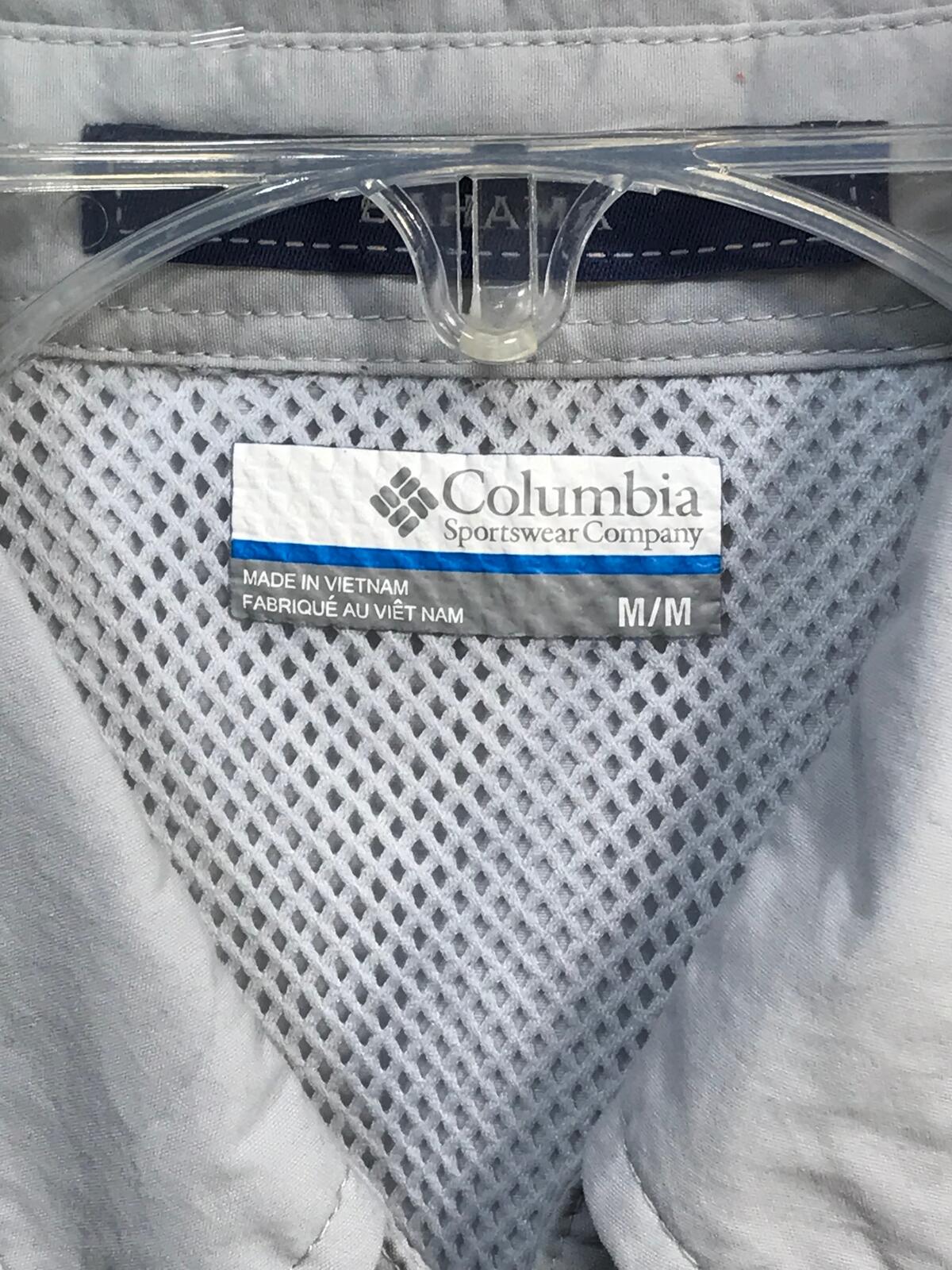 Columbia PFG Bahama Omin-Shade Long Sleeve Lt Gray  Mens M PEN MARK ON BACK