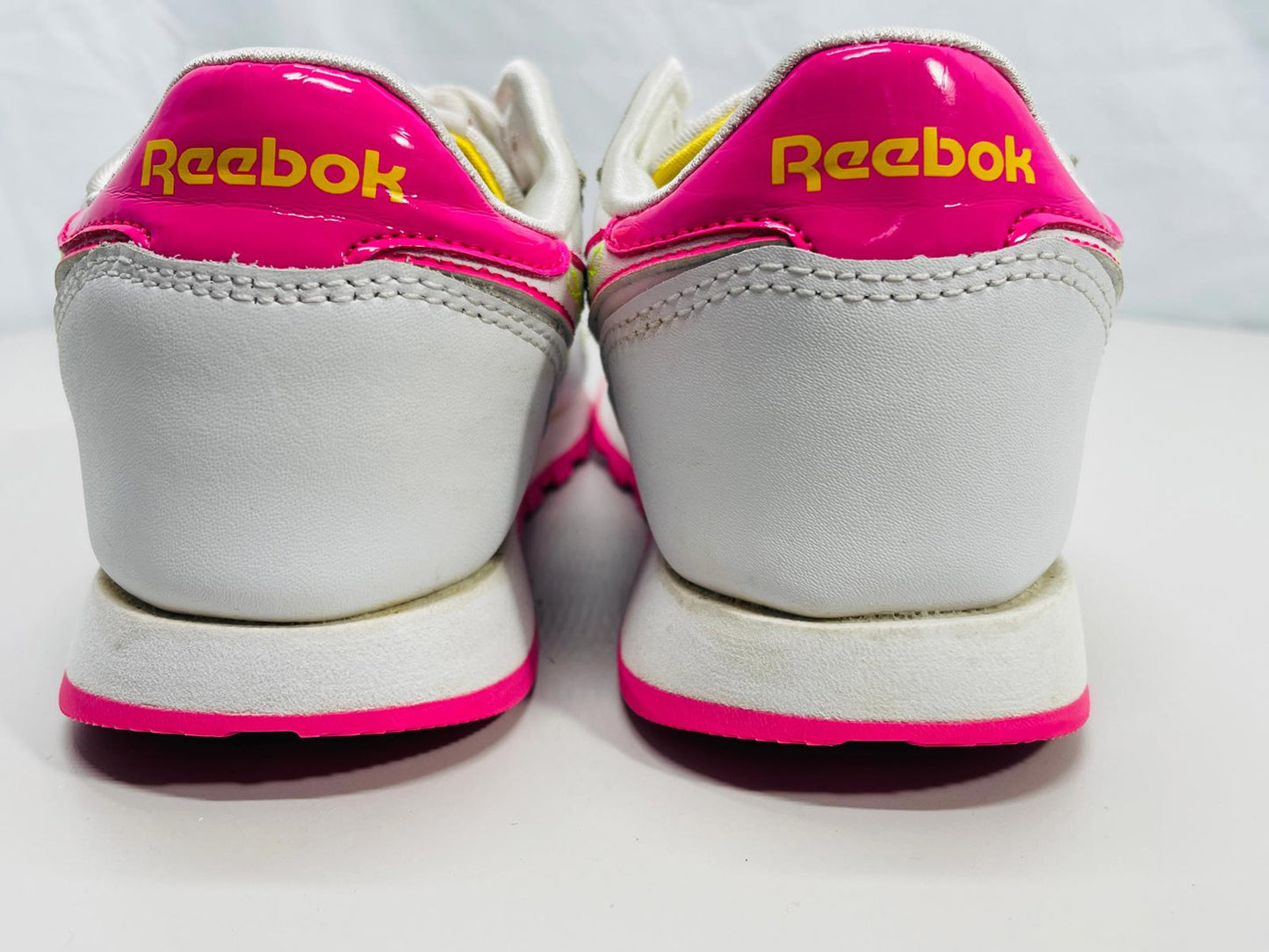 Reebok Classic Running Sneaker White & Pink with Pink Flowers Girls 3