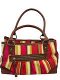 Merona Purse Multi Color Pink Gold Tan Shoulder Straps 3 Large Pockets