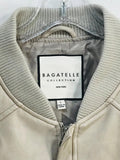 Bagatelle Beige Bomber Jacket with Ribbed Cuffs and Hem Vegan Leather Ladies L