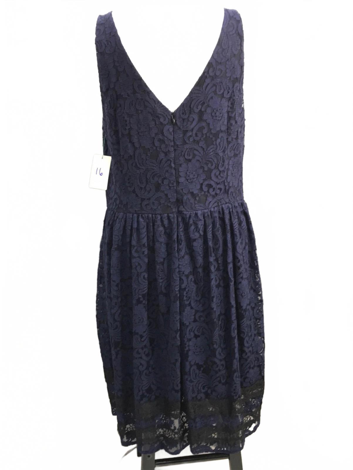 Luxe by Carmen Marc Valvo Blue Lace Sleeveless Dress Ladies 16